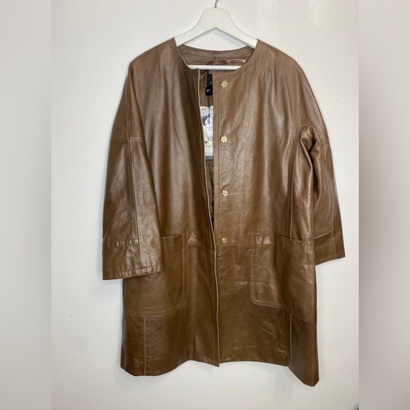 NEW WEEKEND MAXMARA Taverna Long Leather Jacket - Picture 8 of 15